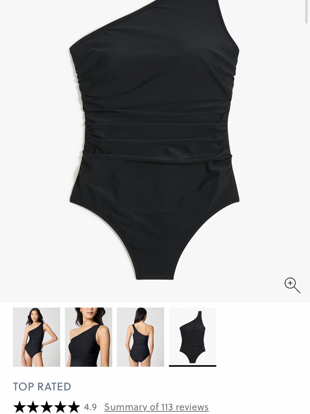 Banana Republic One-Shoulder Black Ruched One-Piece Swimsuit
